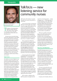 TalkToUs — new listening service for community nurses